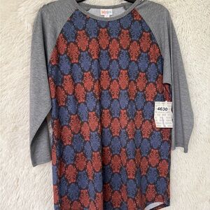 LuLaRoe Long Sleeve Top - Red and Blue Pattern